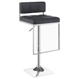 Alameda 24.5 in. Grey and Chrome Metal Adjustable Bar Stool with Upholstered Seat