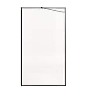 33 in. W x 58 in. H Fixed Tub Door in Matte Black with Rain Glass