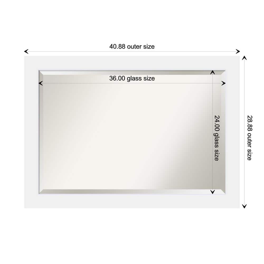Corvino White Beveled Rectangle Wood Bathroom Wall Mirror