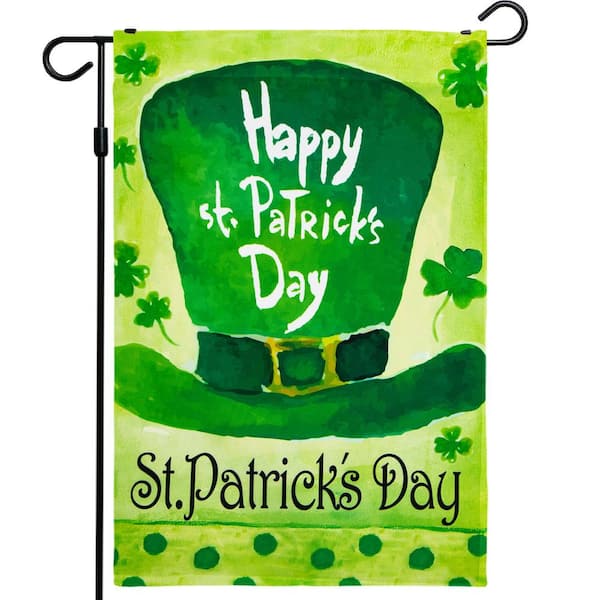 G128 1 ft. x 1.5 ft. Polyester St. Patrick's Leprechaun Hat 2-Sided Garden Flag Printed Blockout