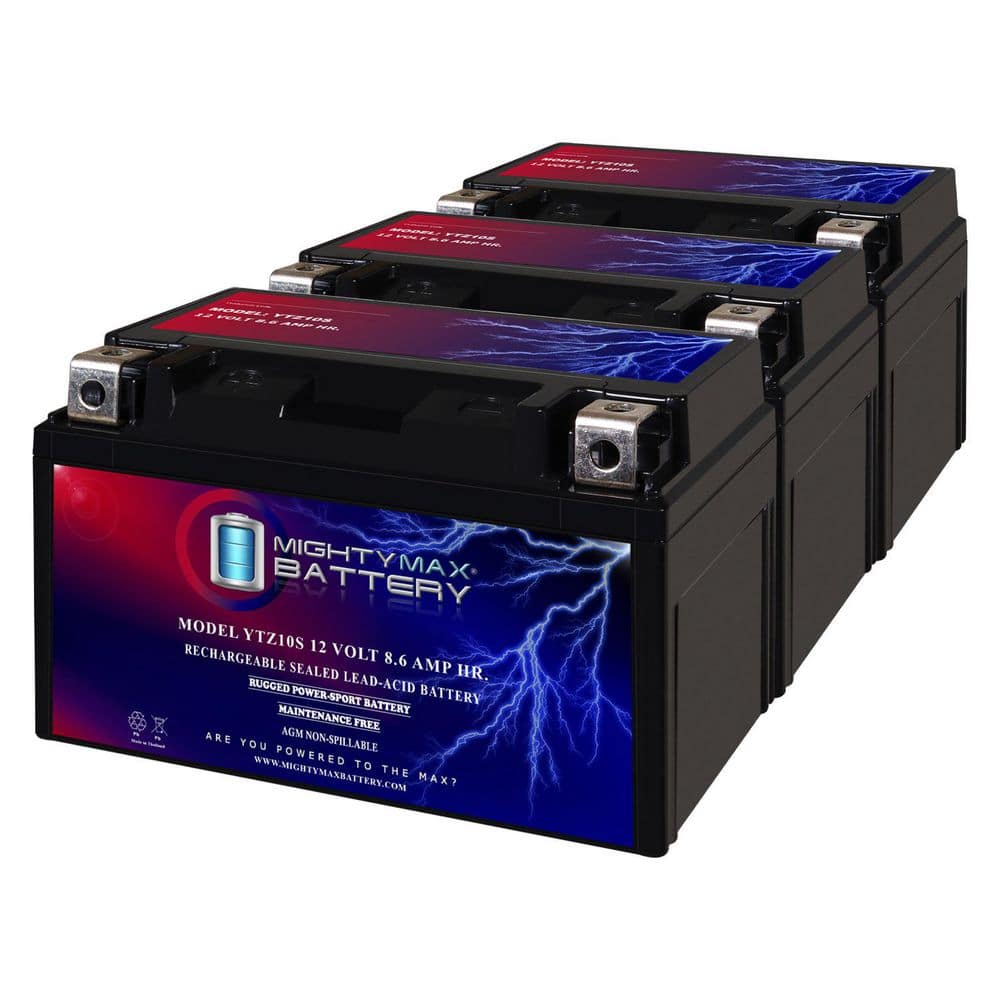 YTZ10S - 12V 8.6AH 190CCA SLA AGM Motorcycle Battery - Pack of 3 price history on PriceWatchPro