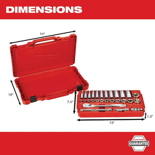 Milwaukee 3/8 in. Drive SAE Ratchet and Socket Mechanics Tool Set