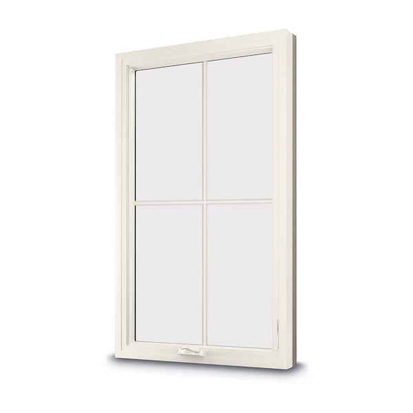 100 Series 35.5 in. x 47.5 in. White Right-Hand Casement Composite Window White Int and Hardware Low-E Glass and Grilles