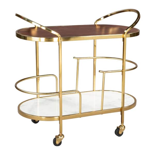 Antalya 31.5 in. L Multicolor 30.9 in. H Oval Mango Wood Bar Cart