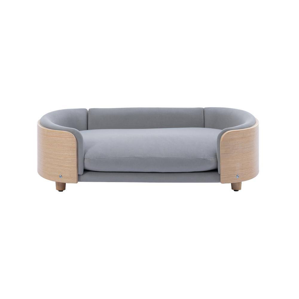 Large Light Grey Dog Bed with Velvet Cushion HW79460561 The Home Depot