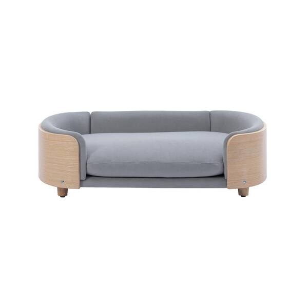 Large Light Grey Dog Bed with Velvet Cushion HW79460561 The Home Depot
