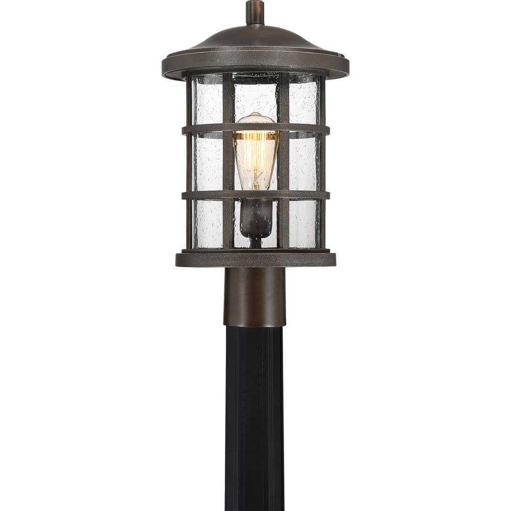 Crusade 10'' Palladian Bronze Outdoor Post Lantern with Crisscrossed Bands