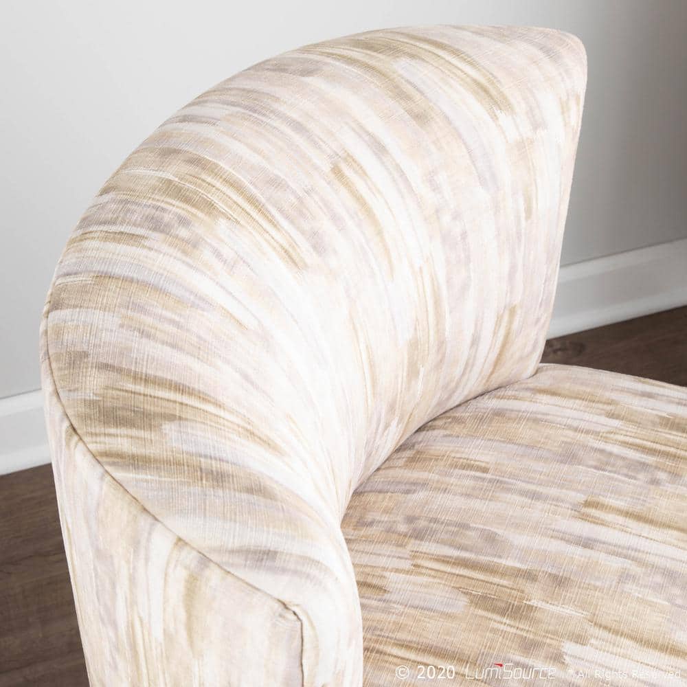 Contemporary Light Brown Slipper Chair with Gold Metal Legs