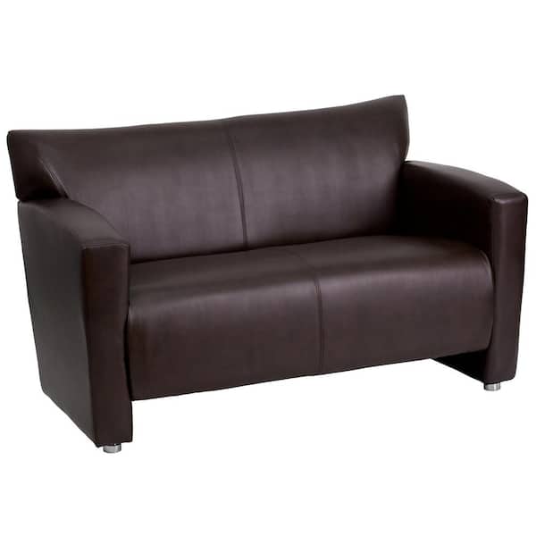 Carnegy Avenue 51 in. Brown Faux Leather 2-Seat Loveseat with Square Arms