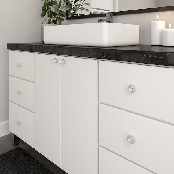 Merritt Collection 1-1/4 in. (32 mm) x 1-1/4 in. (32 mm) Crystal and Chrome Contemporary Cabinet Knob