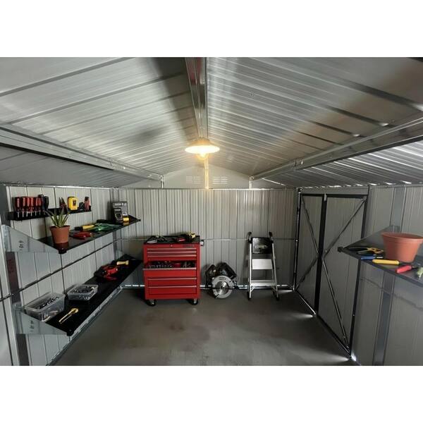 10 ft. W x 12 ft. D Metal Tool Shed with Lockable Doors and Window