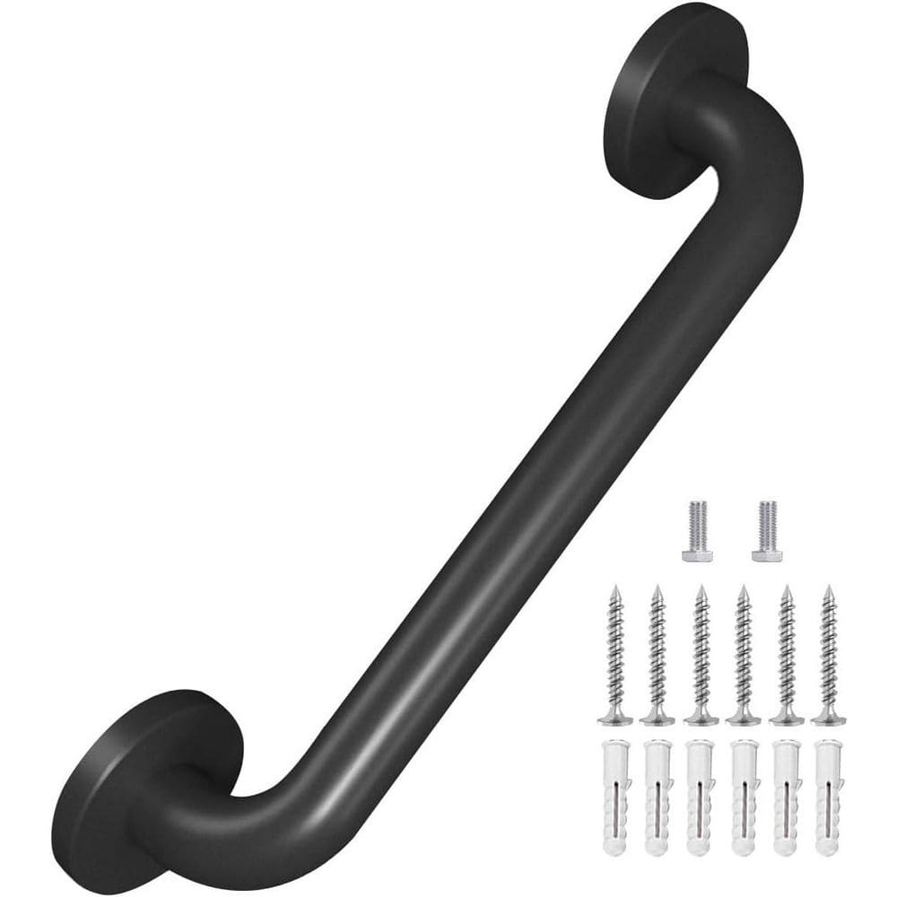 16 in. Matte Black Metal Industrial Staircase Handrail Safety Grab Bar Indoor Outdoor Deck Handle for Elderly Steps Wall price history on PriceWatchPro