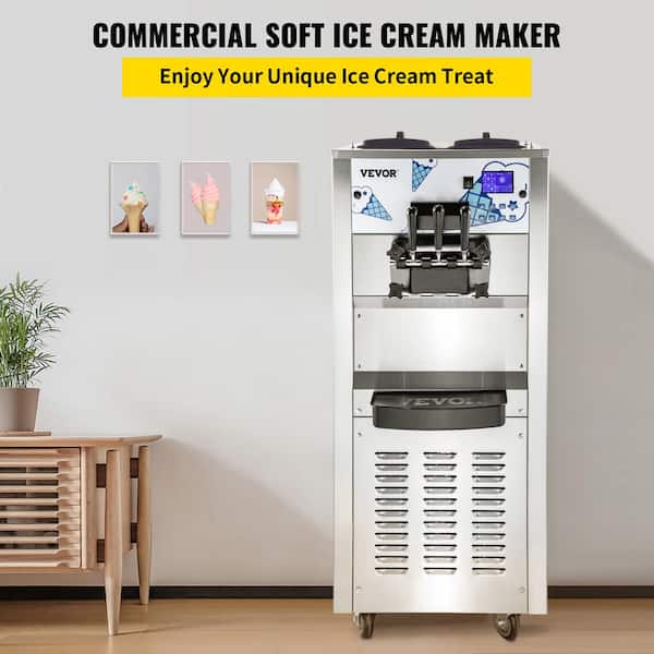 VEVOR Commercial Soft Ice Cream Maker 2.6-5.3 Gal. per Hour Frozen