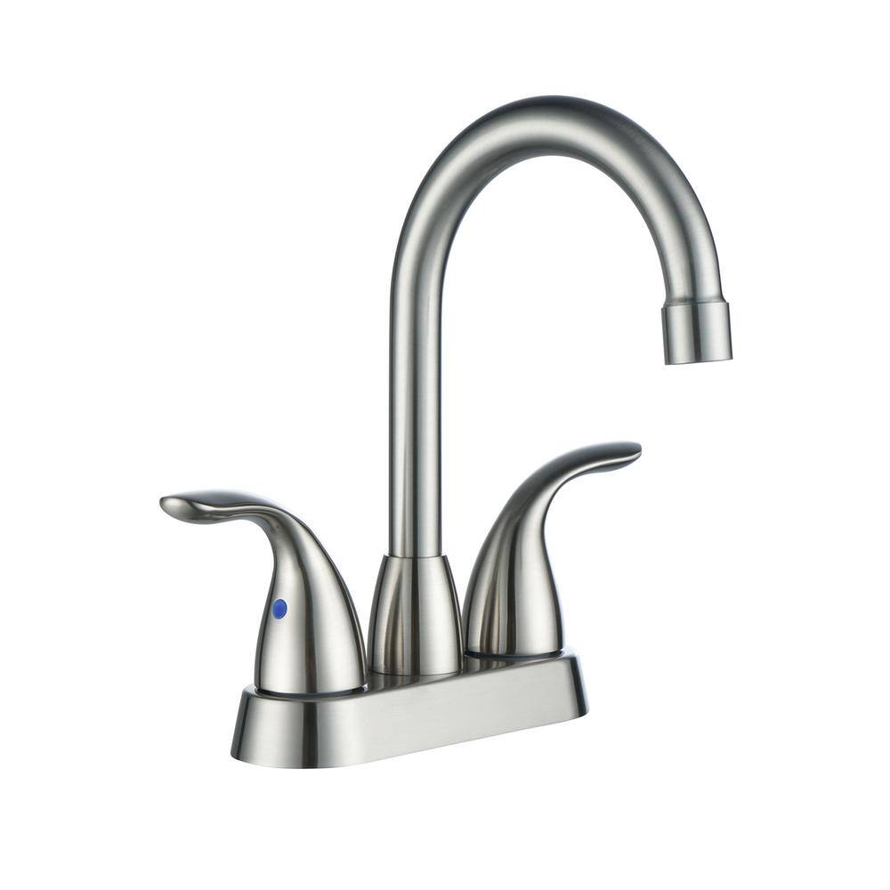 4 in. Centerset Double Handle High Arc Bathroom Faucet with Drain Kit Included in Brushed Nickel price history on PriceWatchPro