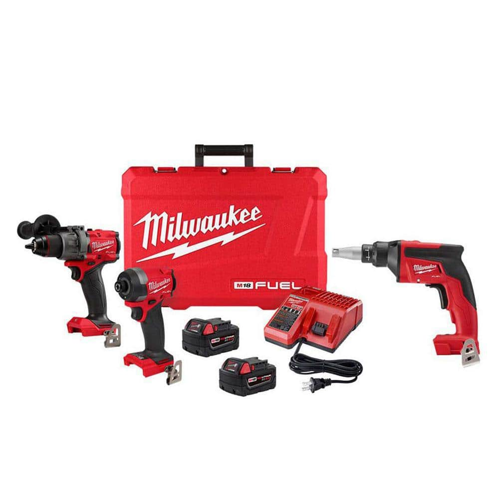 M18 FUEL 18-Volt Lithium-Ion Brushless Cordless Hammer Drill and Impact Driver Combo Kit (2-Tool) with Drywall Screw Gun -  Milwaukee, 3697-22-2866