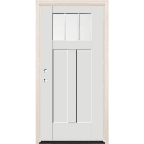 Builders Choice 36 in. x 80 in. Right-Hand 3-Lite Clear Glass Alpine Painted Fiberglass Prehung Front Door with 4-9/16 in. Frame