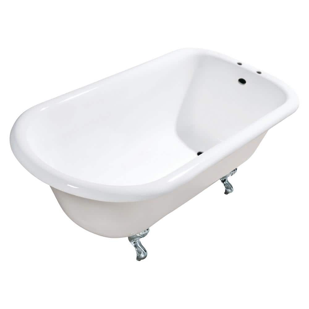 Aqua Eden 54 in. x 30 in. Cast Iron Clawfoot Soaking Bathtub in White/Polished Chrome with 7 in. Faucet Drillings price history on PriceWatchPro