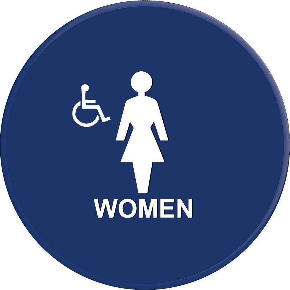 12 in. Blue Circle with Women Symbol and Accessible Symbol Sign