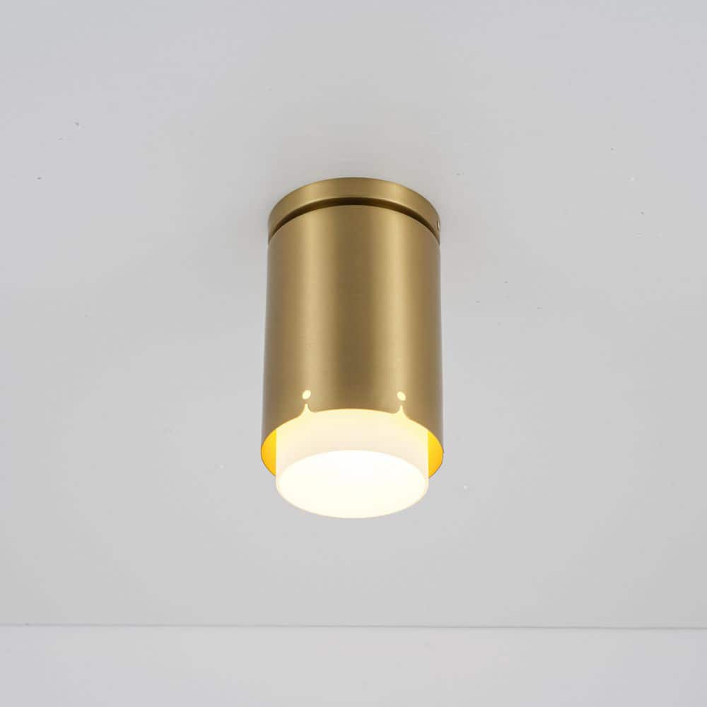 5 in. Modern Brass Cylinder Flush Mount Ceiling Light with Opal Glass Shade Ceiling Fixture for Kitchen Hallway price history on PriceWatchPro