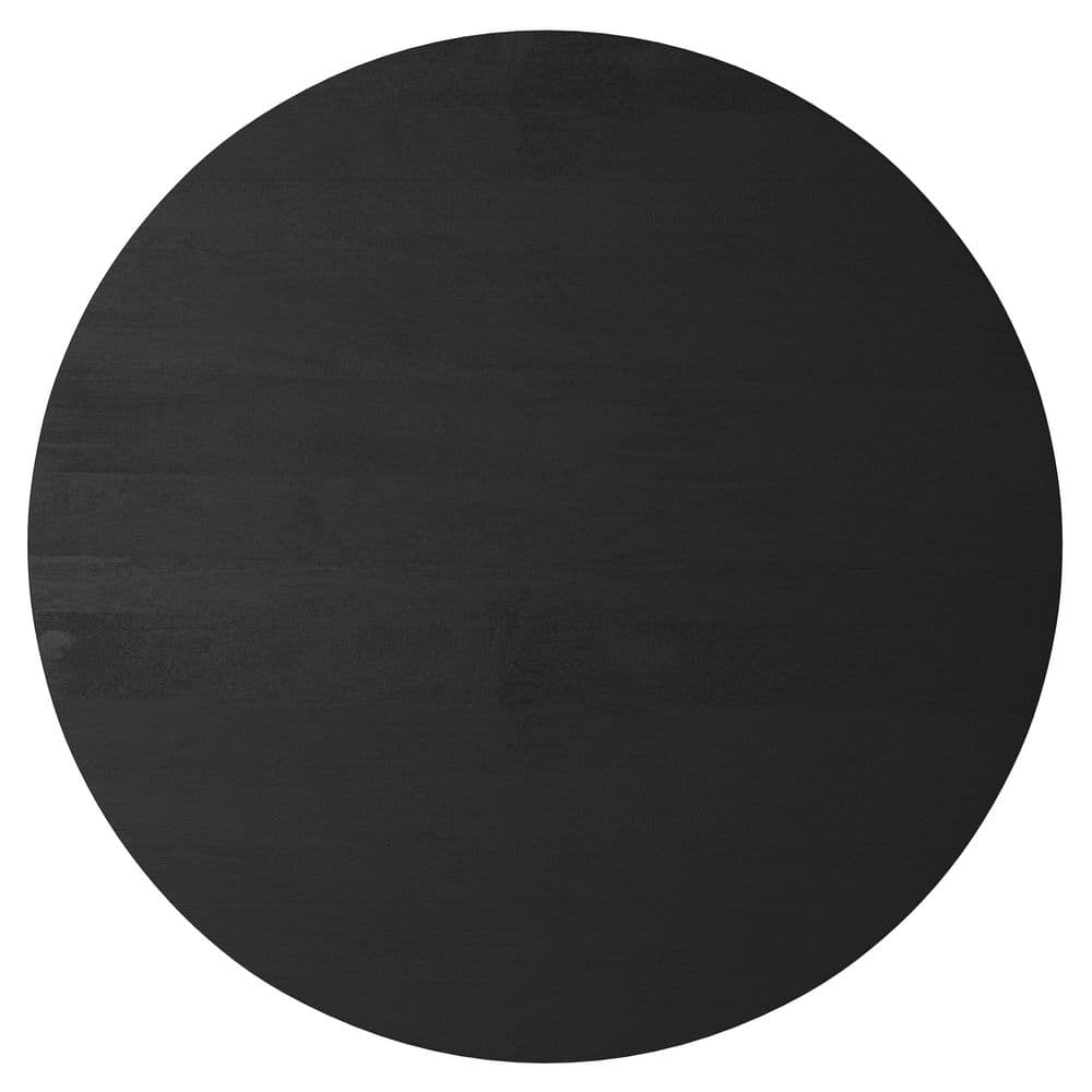 Millbury Black Solid Wood 36" Round Drum Coffee Table
