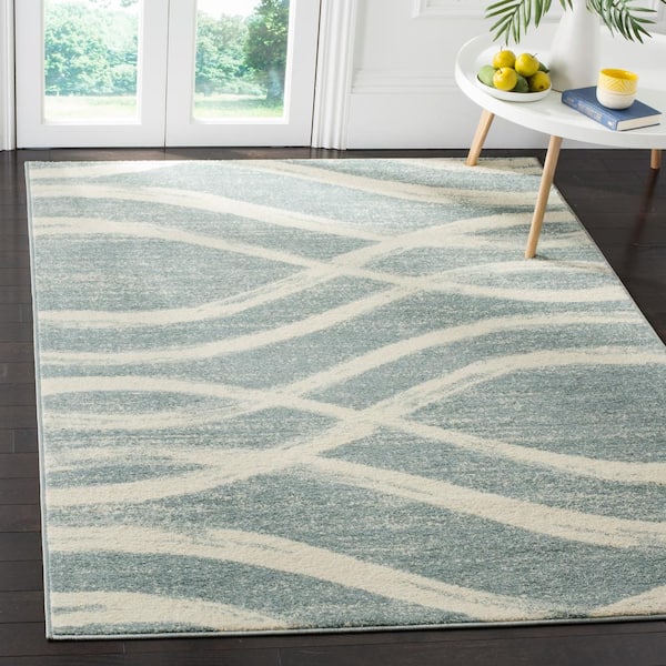 Adirondack Cream/Slate 4 ft. x 6 ft. Waves Area Rug