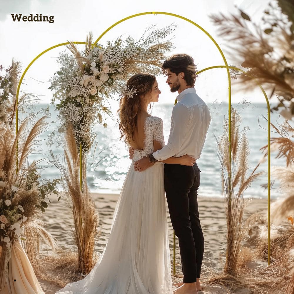 Gold Metal Wedding Arch Backdrop Stand Set of 3