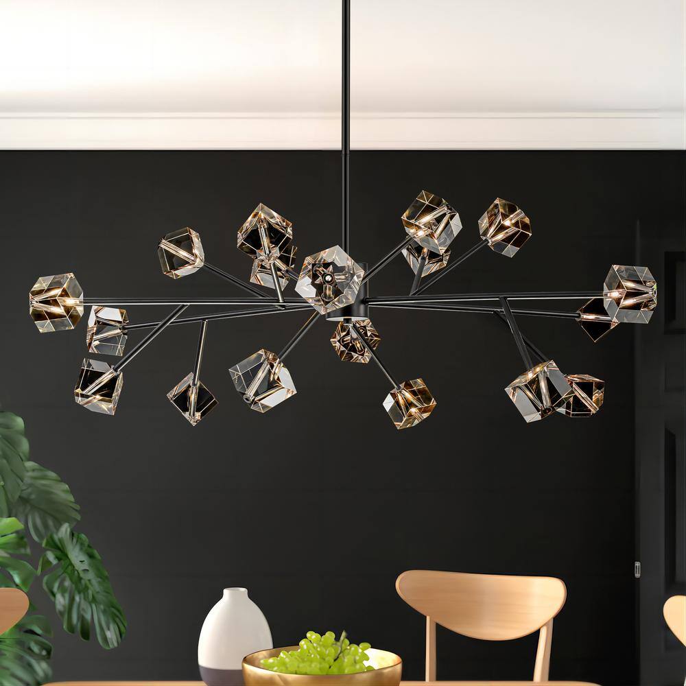 Rennnsan Ellie 18-Light Black Square Crystal Sputnik