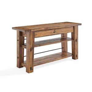 Durango 54 in. Brown Standard Rectangle Wood Console Table with 2-Shelves