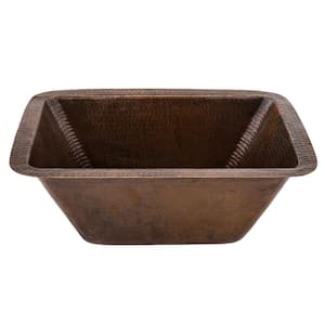 Bronze 16 Gauge Copper 17 in. Undermount Rectangle Bar Sink with 3.5 in. Drain Opening