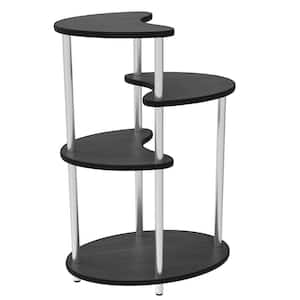 30 in. Tall Indoor/Outdoor Black Multilayer Metal and Wood Flower Stand Plant Stand