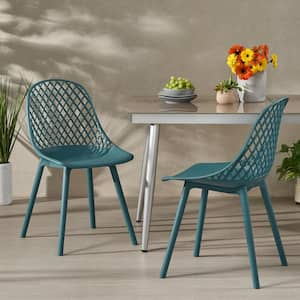 Green Polypropylene Outdoor Dining Chairs, Set of 2