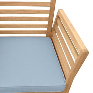 Yuri 8-Piece Wood Patio Conversation Set with Blue Cushions
