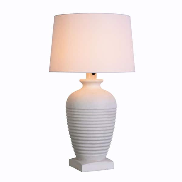 Hampton Bay Parkwood 29.5 in. Cream Outdoor/Indoor Table Lamp with Off-White Fabric Shade