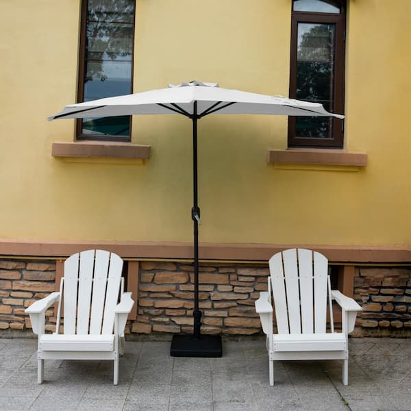 Fiji 9 ft. Outdoor Patio Half-Round Market Umbrella with Crank Lift in White