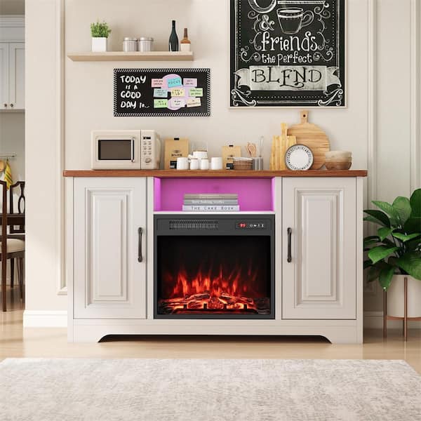 20 in. Freestanding Recessed Electric Fireplace Heater with Remote Control Adjustable Flame Colors, Brightness in Black