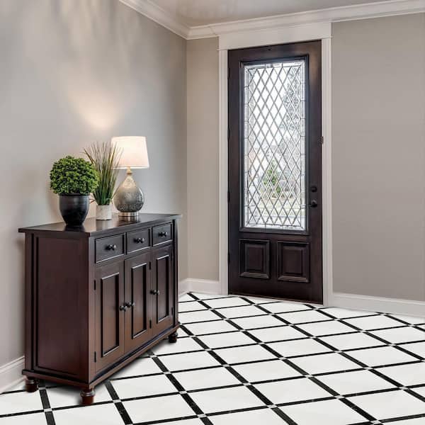 Retro 12x12 Self Adhesive Vinyl Floor Tile - Marble Criss Cross - 20 Tiles/20 sq. ft.