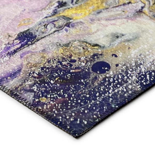 Karina Purple 2 ft. 3 in. x 7 ft. 6 in. Geometric Indoor/Outdoor Area Rug