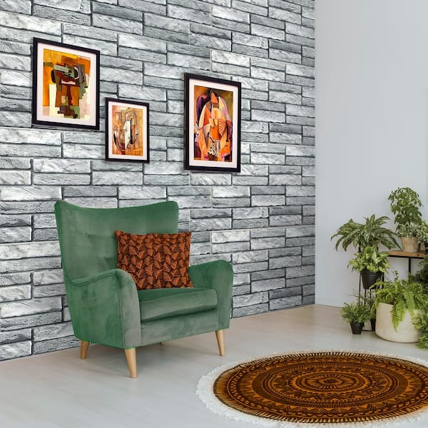 3D Falkirk Retro 10/1000 in. x 38 in. x 19 in. Grey Faux Old Brick PVC Wall Panel