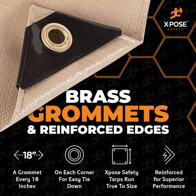 Extra Heavy Duty Tan Polyethylene Tarp with Aluminum Grommets, 18' x 24'