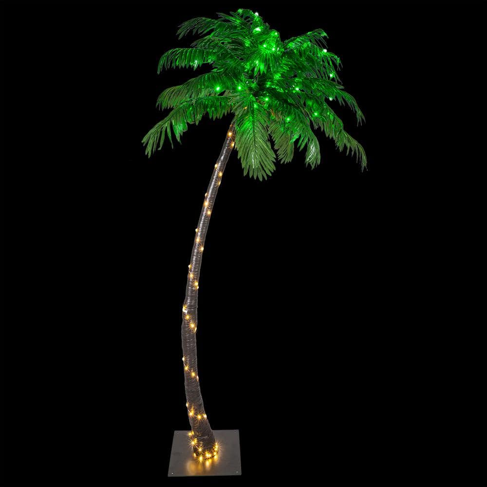 Wintergreen Lighting 7 Ft Pre Lit Curved Artificial Palm Tree With 160   Wintergreen Lighting Artificial Trees 75445 64 1000 