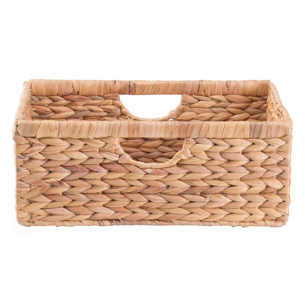 Foldable Natural Water Hyacinth Storage Bin, Small