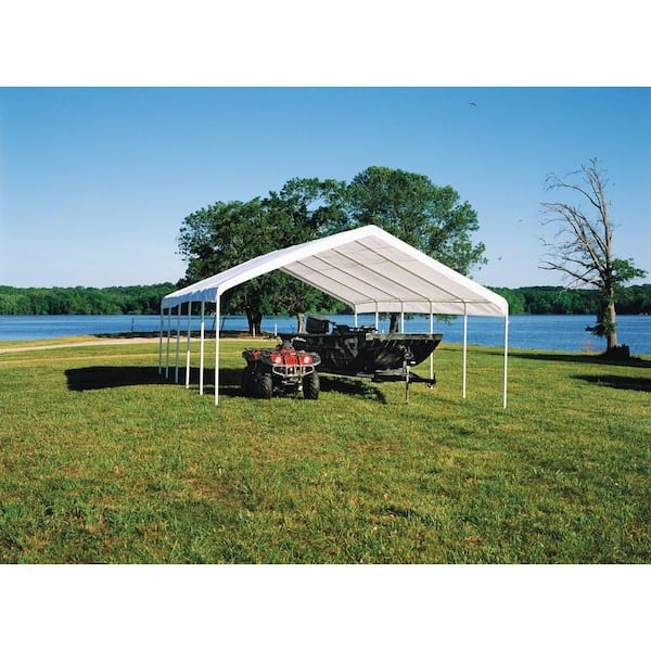 18 ft. W x 30 ft. D SuperMax Premium Canopy in White with Steel Frame and Patented Twist-Tie Tension Feature