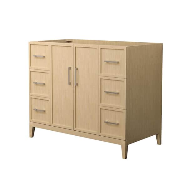 Wyndham Collection Elan 41 in. W x 21.5 in. D x 34.25 in. H Single Bath Vanity Cabinet without Top in White Oak with Brushed Nickel Trim