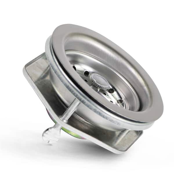 PLUMBFLEX 3-1/2 in. - 4 in. Kitchen Sink EZ Connect Stainless Steel Drain Assembly with Strainer Basket Stopper
