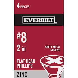 #8 x 2 in. Phillips Flat Head Zinc Plated Sheet Metal Screw (4-Pack)