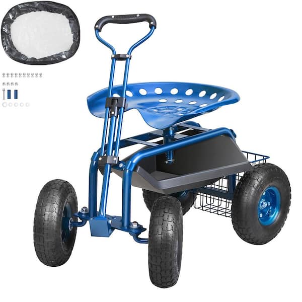Garden Cart Rolling Workseat features wheels, a gardening stool for planting, a 360-degree swivel seat