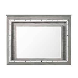 Antares 37 in. H x 48 in. W Glam Rectangle Wood Framed Light Gray Oak Dresser Mirror