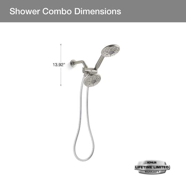 KOHLER Rosewood 6-Spray Patterns 1.75 GPM 4.93 in. Wall Mount Dual Shower Heads in Vibrant Brushed Nickel