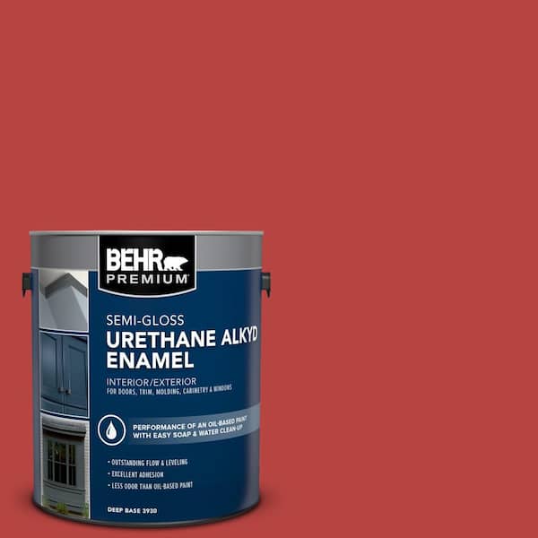 BEHR PREMIUM 1 gal. #OSHA-5 OSHA SAFETY RED Urethane Alkyd Semi-Gloss Enamel Interior/Exterior Paint