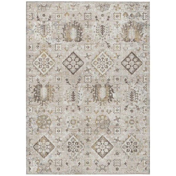 Chantille Machine Washable Indoor/Outdoor Abstract ACN1998 Linen 5 ft. x 7 ft. 6 in. Area Rug